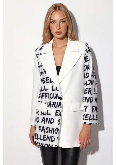 Hiccup Msn Oversize Krep Blazer Ceket Tozlu Beyaz