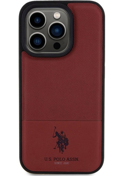 Apple iPhone Uyumlu 15 Pro Kılıf U.s. Polo Assn.  Lisanslı Suni Deri Arka Yüzey Baskı Logolu Örgü Desenli Kapak - Lacivert