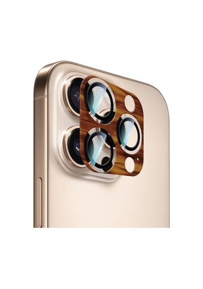 Apple Uyumlu   iPhone 16 Pro Caseworld Crystal Color Serisi Full Kamera Lens Koruyucu Kahverengi