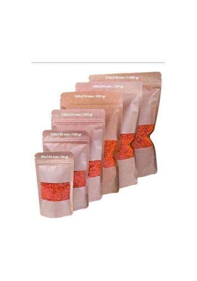 Kraft Pencereli Doypack 160X270X40 Mm 1000 Adet