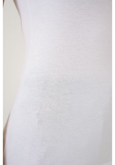 Hiccup Bdart Dik Yaka, Askısız, Fitilli Bodysuit Beyaz