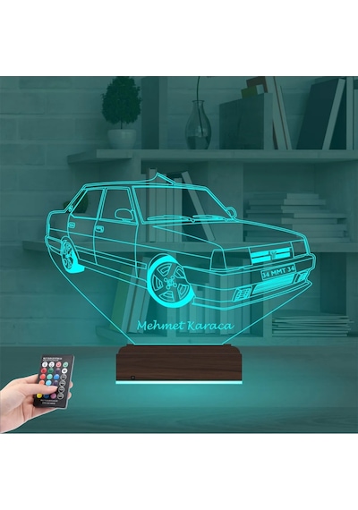 Luvivia Fiat Tofaş Doğan Tofaşk Araba Kişiye Özel 3d Lamba - Masa Gece Lambası Şeffaf