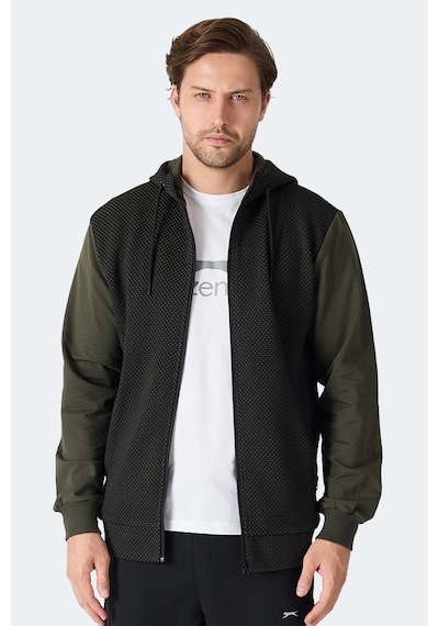 Slazenger Flame Erkek Kapüşonlu Cepli Haki Sweatshirt Haki