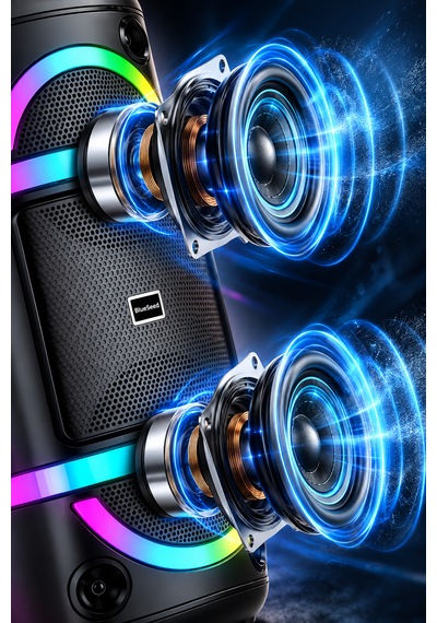 Bs-115 Kablosuz Mikrofonlu Bluetooth Hoparlör Çift 8 Inç Rgb Işıklı Karaoke Tws Usb Destekli