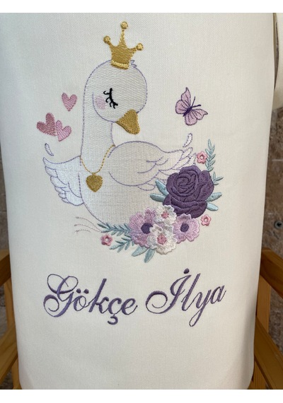 Hs Home Baby Kuğu Nakışlı Çamaşır & Oyuncak Sepeti
