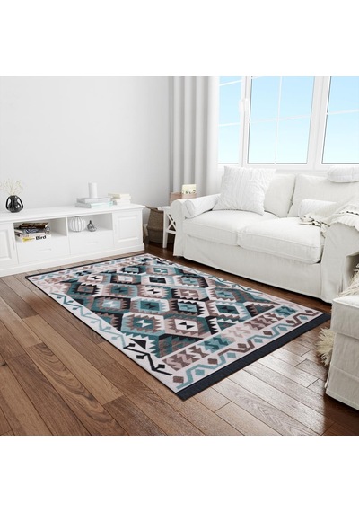Bigghome Çift Taraflı Kilim, Makinede Yıkanabilir, Modern Desenli, 80 150 Cm, Sa1818a Desenli