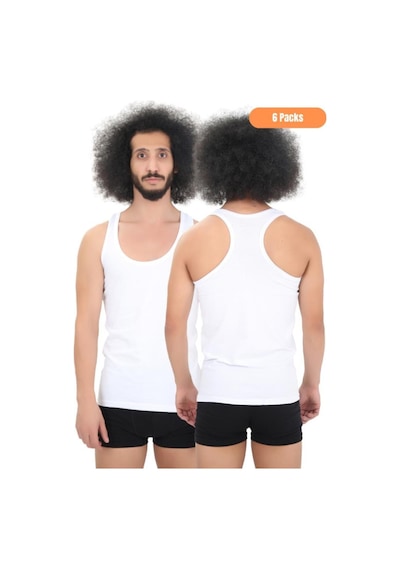 Cnt Erkek Ribana Atlet 6'lı Full Likralı Rambo Sporcu Atlet Beyaz Beyaz
