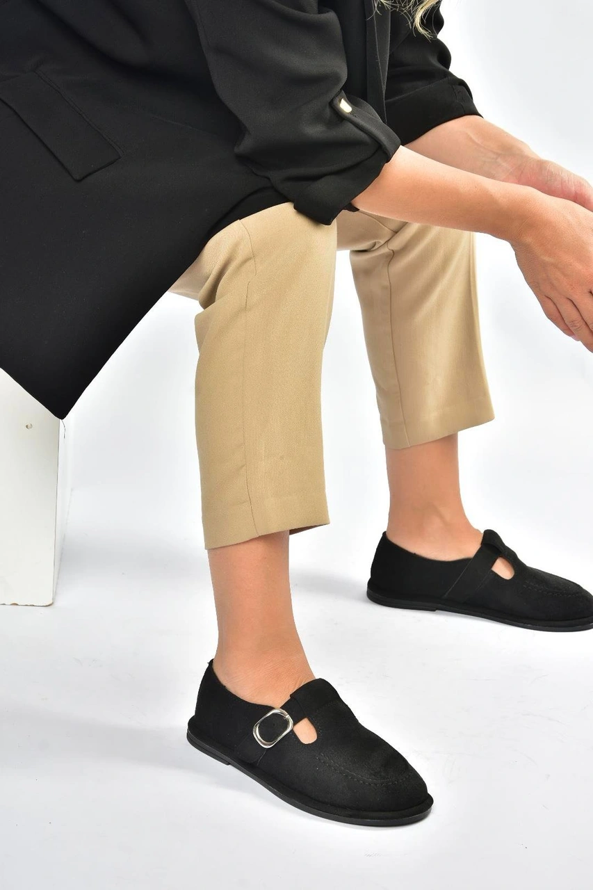 Fox Shoes V846871002 Siyah Süet Günlük Kadın Ayakkabı Siyah-süet
