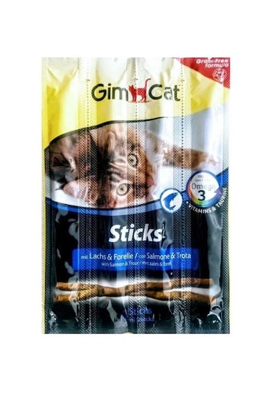 Gimcat Tahılsız Alabalık ve Somonlu Sticks Kedi Ödül Çubukları 4 x 5 G