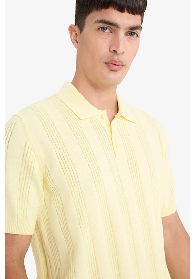 Defacto %100 Pamuk Triko Polo Tişört F7133ax25smyl488 Sarı