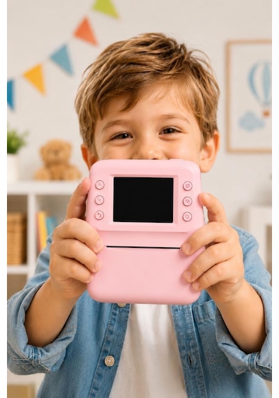 Dijital Fotoğraf Makineleri Çocuk Termal Resim Kağıt Baskılı Yazıcı Kamera Video Makinesi A29 Pembe