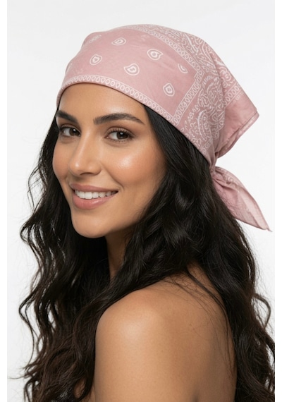Mollycrush Unisex Pudra Pembe Şal Desenli Bandana Günlük Saç Aksesuarı, Boyunluk Ve Outdoor Fular Pembe