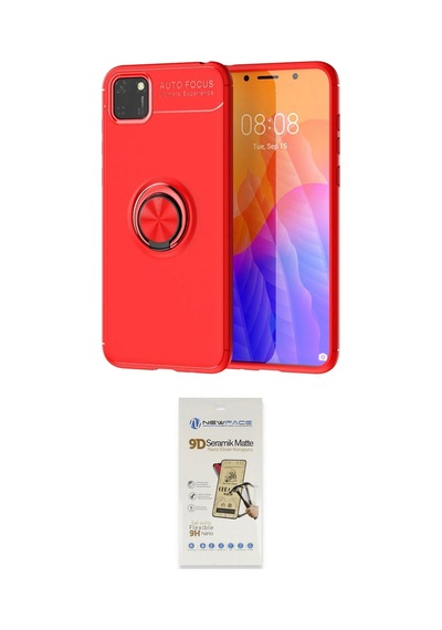 Cep Huawei Uyumlu Y5p Kılıf Yankı Form Prime İkili Koruma Seti Najmaddin Kırmızı