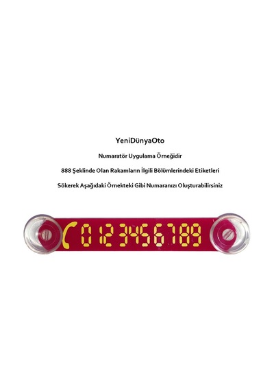 Cama Vantuzlu Oto Araç İçi Telefon Numaratör,telefon No Gösterici Sarı-kırmızı Ydnmr028