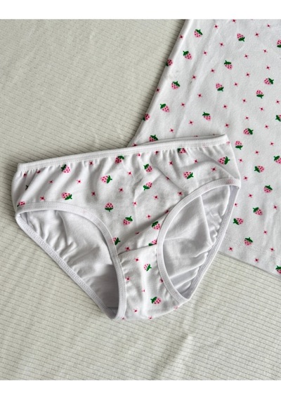 Alya Underwear Kız Çocuk Baskılı Ip Askılı Atlet Ve Slip Takımı Çilek Baskılı