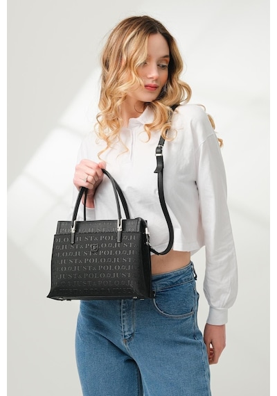 Just Polo 5 Bölmeli Şık El & Omuz Çantası Shoulder Bag Ebat : 22 X 25 Cm Siyah