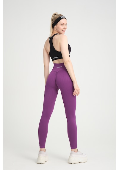 Gymhams Mor Kalçası Büzgülü Premium Fitilli Ekstra Push Up Yüksek Bel Esnek Toparlayıcı Spor Tayt