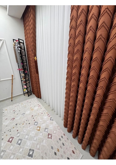 Nivemeshome Ritim Kiremit 1/3 Pileli Fon Perde 60x280