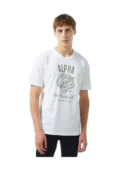Alpha Industrıes Alpha Industries Alpha Tiger Erkek Beyaz T-shirt