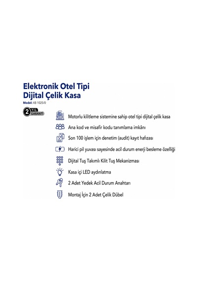 X-bay Dijital Motorlu Otel Tipi Çelik Kasa Orta Boy