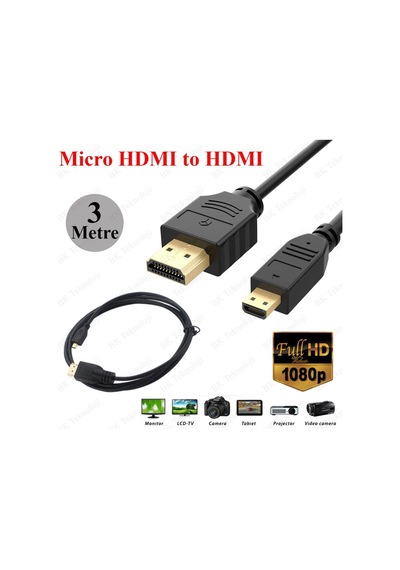 Micro Hdmı To Hdmı Tablet Kamera Görüntü Kablosu - 3 Metre
