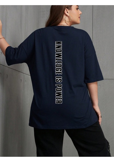 Uyguntarz Unisex Knowledge İs Power Baskılı Tasarım Tshirt Lacivert