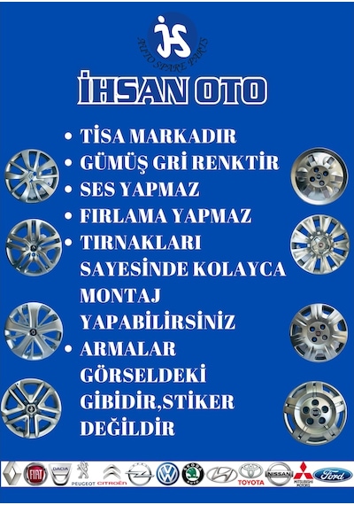 ✔ Megane 4 16" Jant Kapak Takım(4 Adet)Krom Armalı 5 Bijon R035