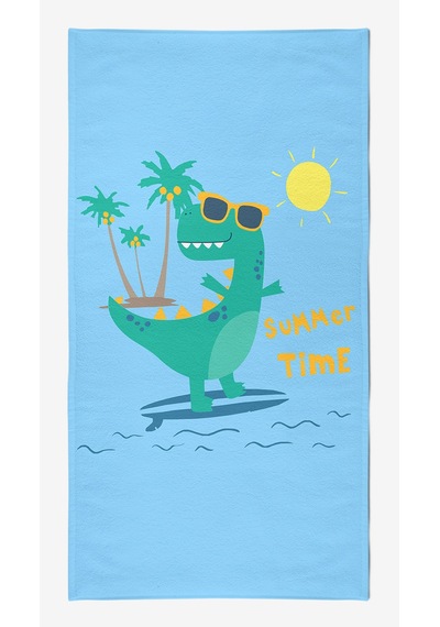 Surf Dino 2 Dijital Baskılı 75x145 Cm Çocuk Plaj Havlusu