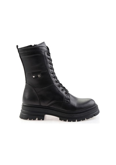 Bambi Siyah Hakiki Deri Kadın Bot & Bootie K02462040503 Siyah
