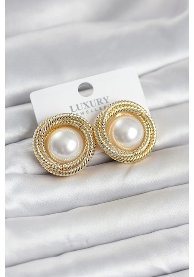 Pirinç Gold Renk Sarmal Model İncili Kadın Küpe Diğer
