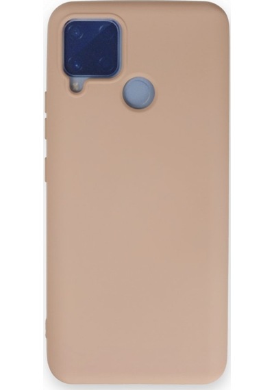 Realme C25 İçi Kadife Kaplı Esnek Silikon Kapak Ryc/ Nano Lansman Bej Gold