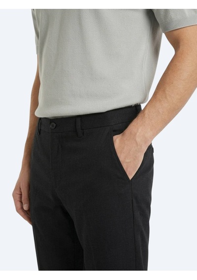 Kip Siyah Dokuma Relaxed Fit Casual Pamuk Karışımlı Pantolon