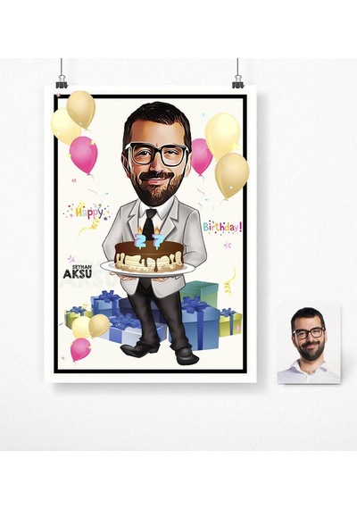 Bk Gift Kişiye Özel Doğum Günü Karikatür Afiş Poster 50 X 70 Cm. 16