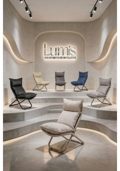 Lumis Garden Prestij Katlanabilir Lounge Koltuğu Çıkarılabilir & Yıkanabilir Kılıf, Modern Metal İskelet Krem