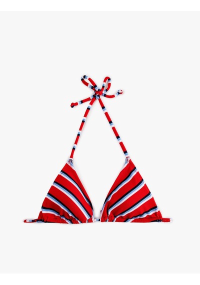 Koton Dokulu Çizgili Üçgen Bikini Üstü Kırmızı Çizgili 6sak10179mm