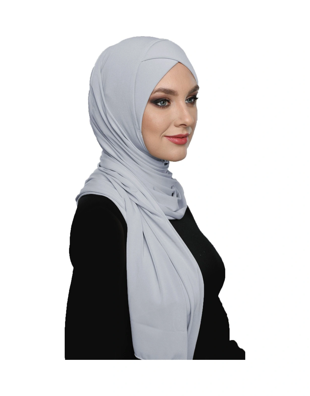 Elysianfidan Sarmalı Takmatik Açık Gri Hazır Türban Tesettür Bone Namaz Örtüsü Açık Gri