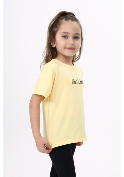 Toontoy Kids Toontoy Kız Çocuk Baskılı Tişört Sarı