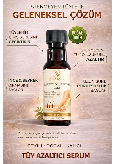 Şifakür Karınca Yumurtası Yağı Doğal Tüy Görünümü Azaltıcı Bakım Serumu 20ml