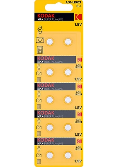 Kodak Max Alkaline Ag1Lr621 Düğme Pil 10'Lu