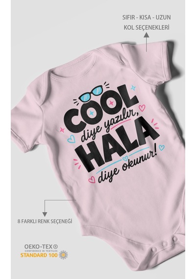 Morivokids Cool Diye Yazılır Hala Diye Okunur Kısa Kollu Bebek Body %100 Pamuk Zbn152-kk Bebe Pembe