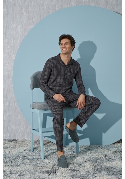 Sevim Erkek Uzun Kol Füme Pijama Takımı C9t4n4o7 001
