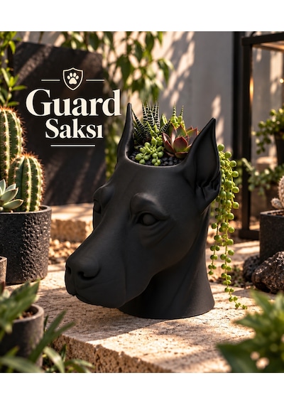Guard Tasarımlı Köpek Kafası Saksı