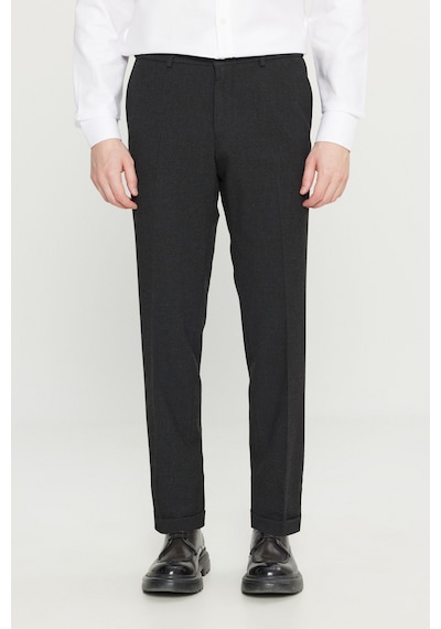 Altınyıldız Classıcs Erkek Sıyah Slim Fit Dar Kesim Gofre Desenli Beli Gizli Lastikli Yan Cep Klasik Pantolon Siyah