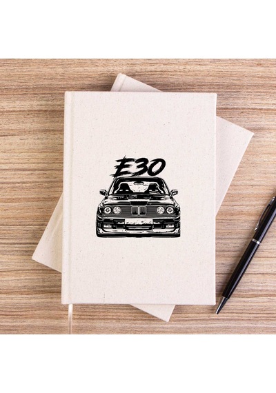 Bmw E30 Sketch Çizgisiz Kanvas Defter Krem