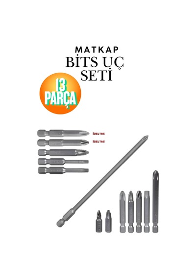 13 Parça Matkap Bits Uç Seti S2 Çelik Mıknatıslı Vidalama Ucu Seti Düz Yıldız Torx Akülü Vidalama Uçları Profesyonel Bits Uç Seti Matkap Ucu Vidalama Lokma Seti Paslanmaz Düz Yıldız Torx Uç Seti