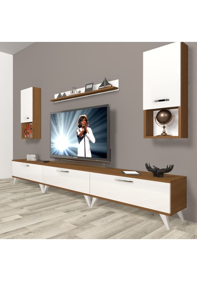 Decoraktiv Eko 270da Mdf Retro Tv Ünitesi Tv Sehpası Ceviz - Beyaz