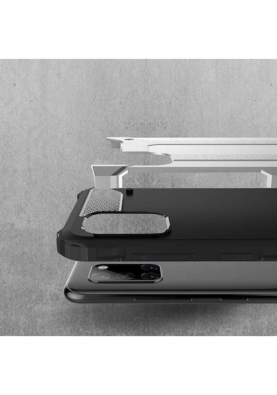 Noktaks - Samsung Galaxy Uyumlu A31 - Kılıf Çift Katman Zırh Tank Crash Military Kapak - Gold