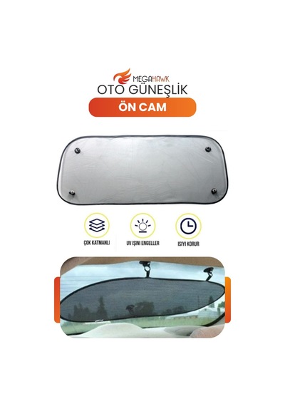 Araç Ön Cam Güneşlik Katlanabilir 100x50 Cm Vantuzlu Uv Koruyucu Oto Perde