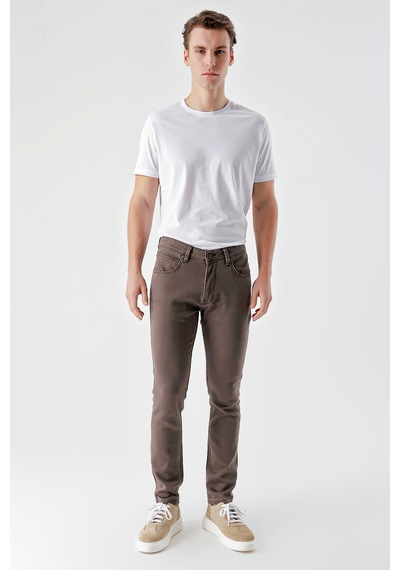 Morven Erkek Kahve Mevsimlik Pamuk 5 Cep Slim Fit Jean Pantolon 24ms003012400 Kahve