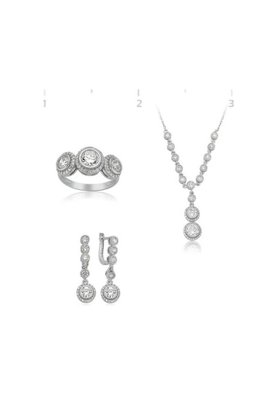 Gümüş Beyaz Taşlı Su Yolu Kadın Set (551190262)